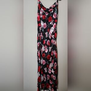 Victoria's Secret Black and Red Floral Maxi Dress Size M